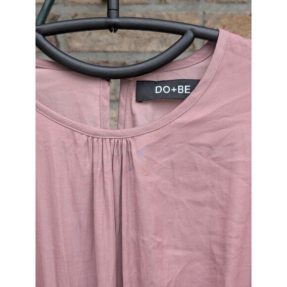 DO+BE Women's Dress S L/S Dusty Rose Ruffle Skirt Scoop Neck Silky Soft - Picture 5 of 7